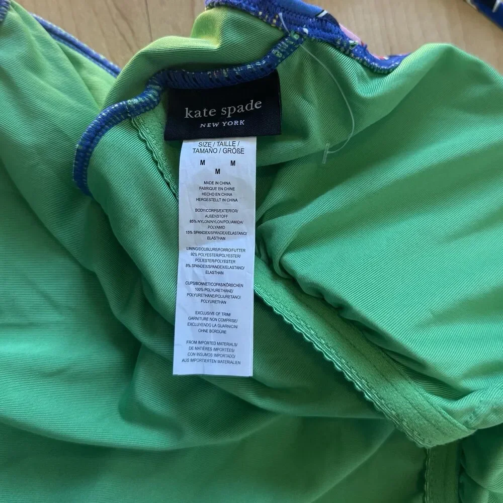 New Kate Spade New York High Neck One Piece Swimsuit Costal Garden Size Medium